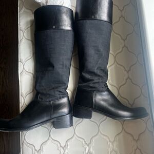 womens fendi monogram nylon black black riding boots